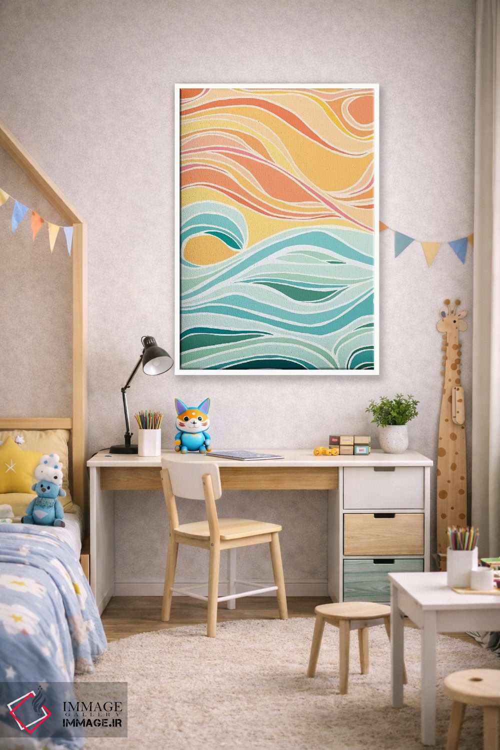 تابلو مینیمال انتزاعی آسمان و دریا اثر مدرن تروپیکال - D1W