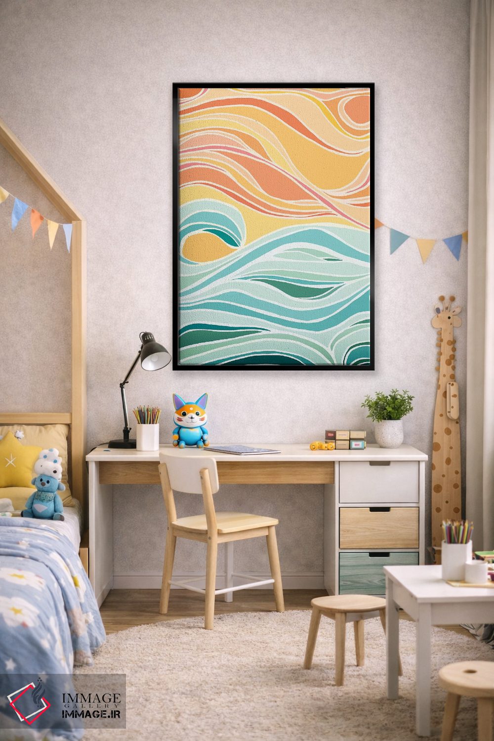 تابلو مینیمال انتزاعی آسمان و دریا اثر مدرن تروپیکال - D2B