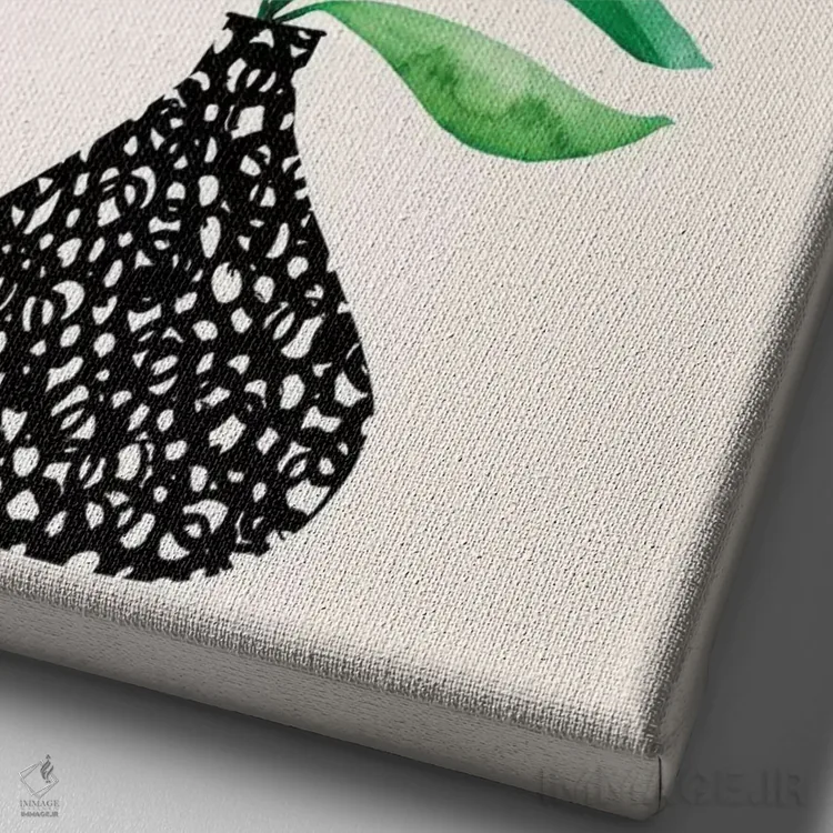 تابلو مینیمال برگ گرمسیری در گلدان اثر مدرن تروپیکال - نمای نزدیک بافت بوم