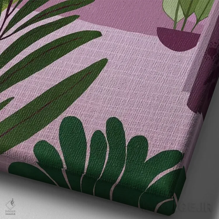 تابلو دکوراتیو صبح گرمسیری اثر مدرن تروپیکال - نمای نزدیک بافت بوم