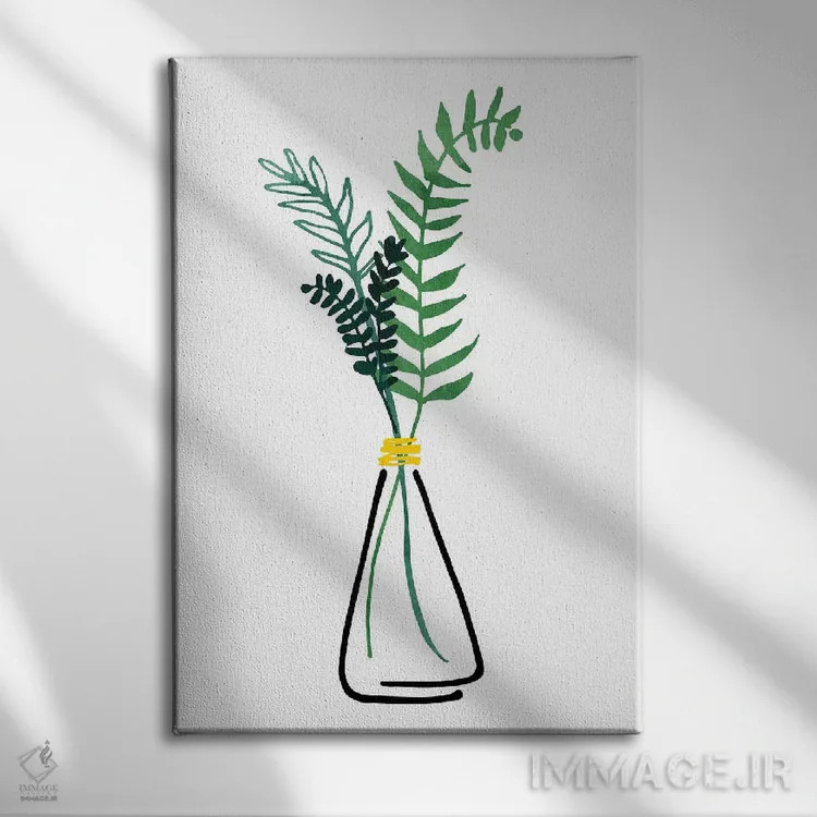 تابلو مینیمال گیاهان دارویی ایتالیایی اثر مدرن تروپیکال - نمای روبهرو روی دیوار