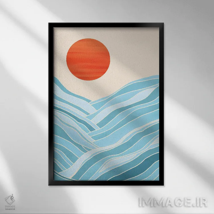 تابلو مینیمال آب همچون کوهستان اثر مدرن تروپیکال - نمای قابدار مشکی