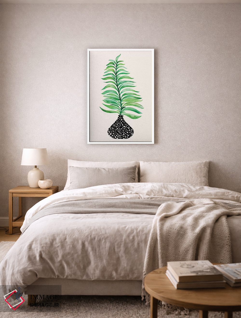 تابلو مینیمال برگ گرمسیری در گلدان اثر مدرن تروپیکال - D5W