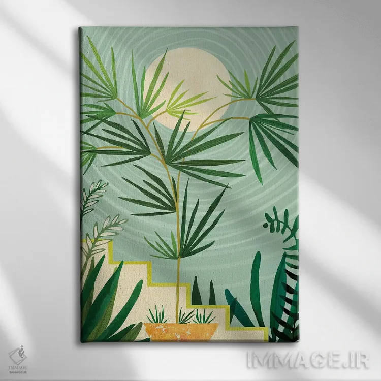 تابلو مدرن ماه تابستانی اثر مدرن تروپیکال - نمای روبهرو روی دیوار