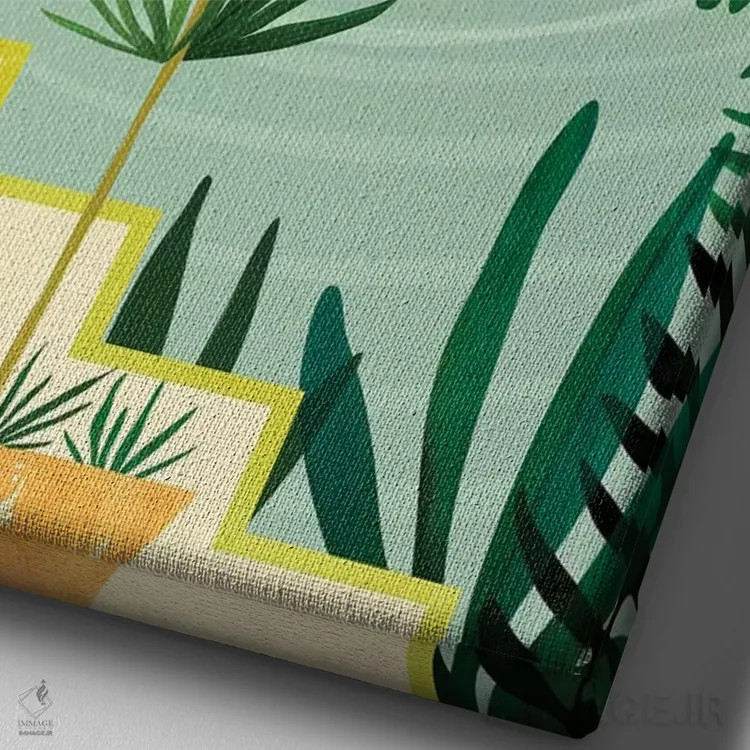 تابلو مدرن ماه تابستانی اثر مدرن تروپیکال - نمای نزدیک بافت بوم