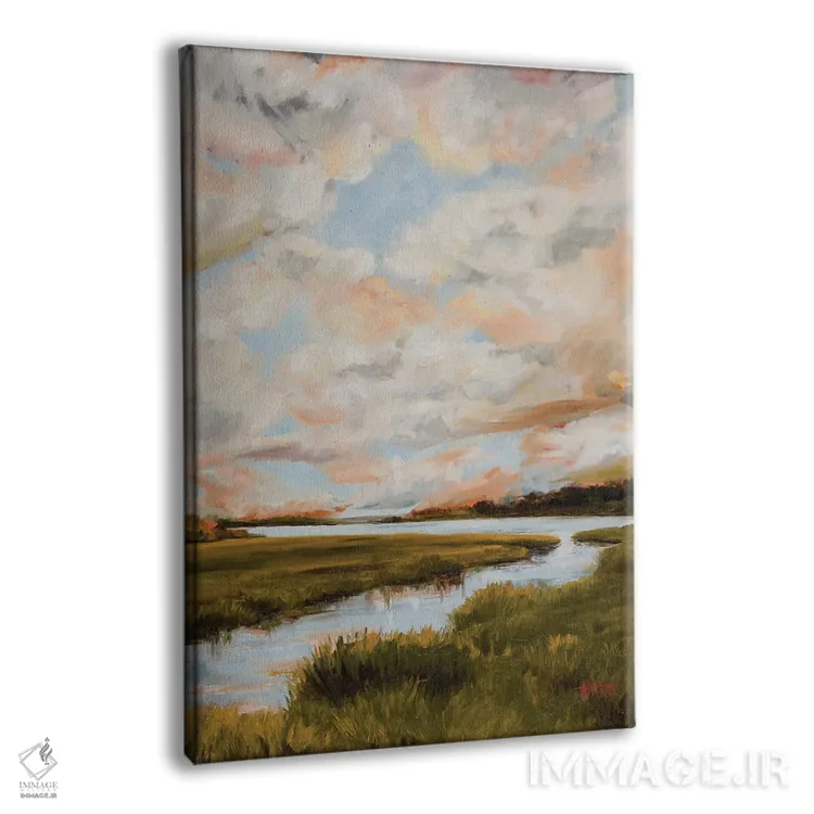 تابلو دکوراتیو ابرهای گرم بالای مرداب اثر آپریل موفات - نمای پرسپکتیو محصول