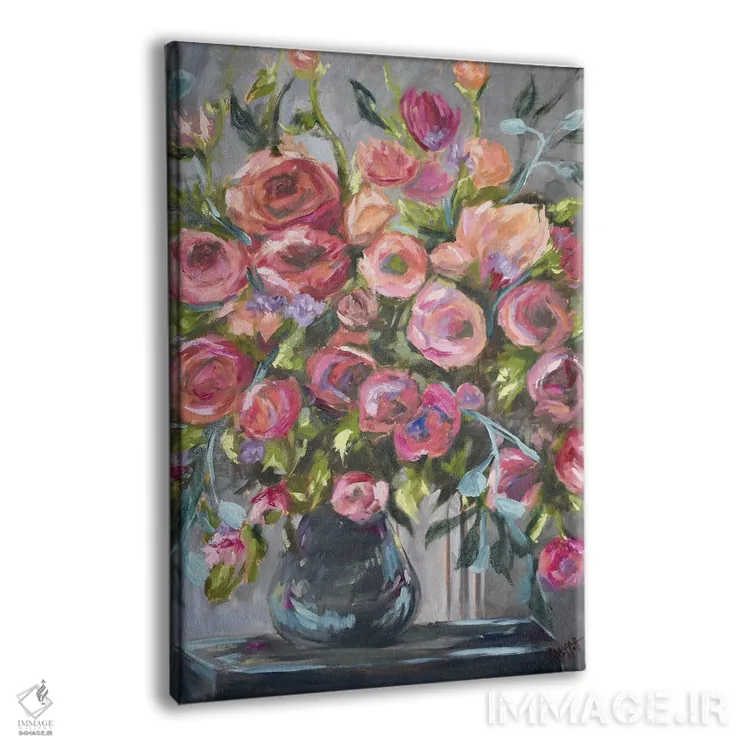 تابلو دکوراتیو فلور فراوان صورتی اثر آپریل موفات - نمای پرسپکتیو محصول