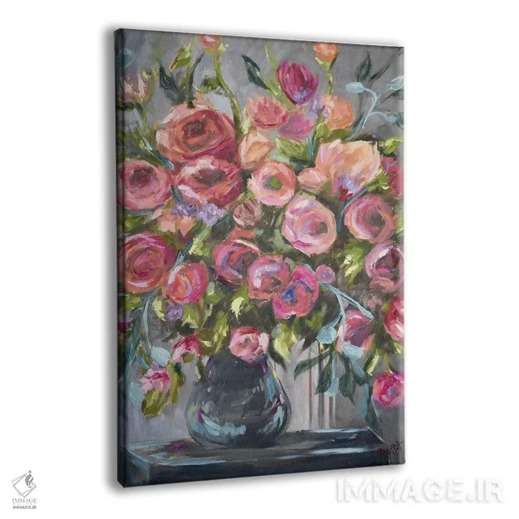 تابلو دکوراتیو فلور فراوان صورتی اثر آپریل موفات - نمای پرسپکتیو محصول