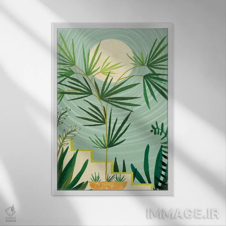 تابلو مدرن ماه تابستانی اثر مدرن تروپیکال - نمای قابدار سفید