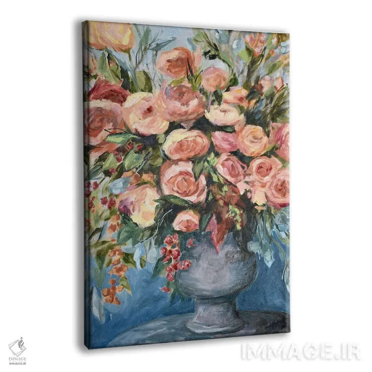 تابلو دکوراتیو فلور فراوان آبی اثر آپریل موفات - نمای پرسپکتیو محصول