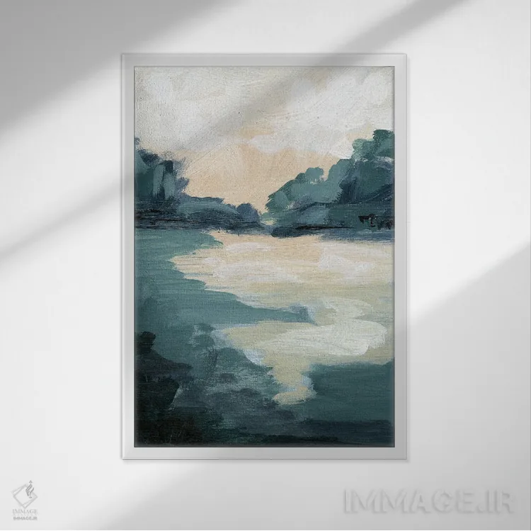 تابلو انتزاعی مرداب آرام I اثر آپریل موفات - نمای قابدار سفید