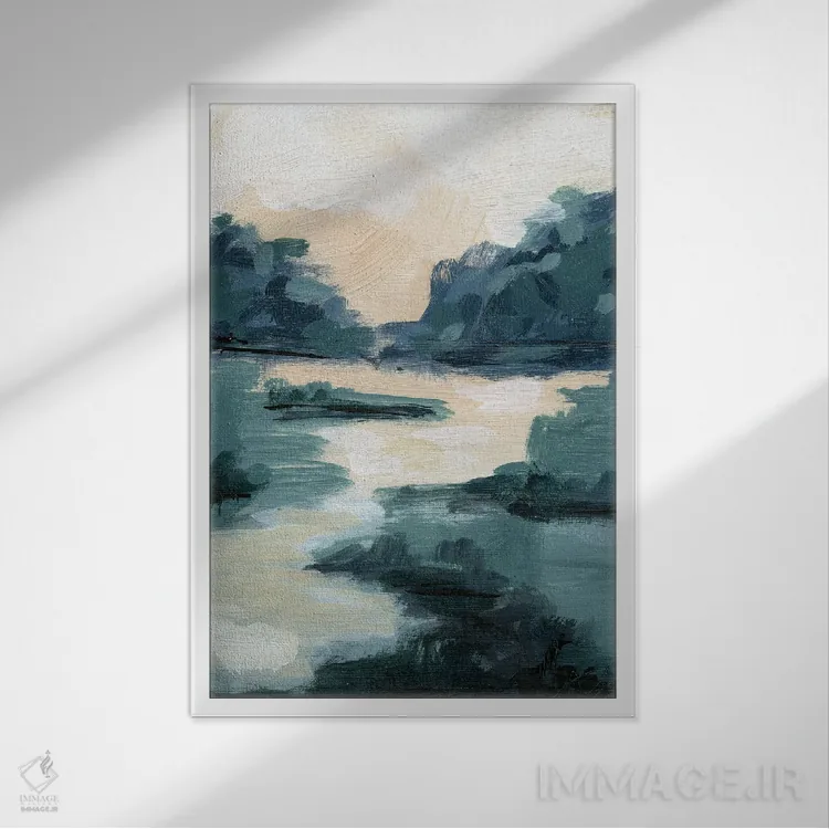 تابلو انتزاعی مرداب آرام II اثر آپریل موفات - نمای قابدار سفید