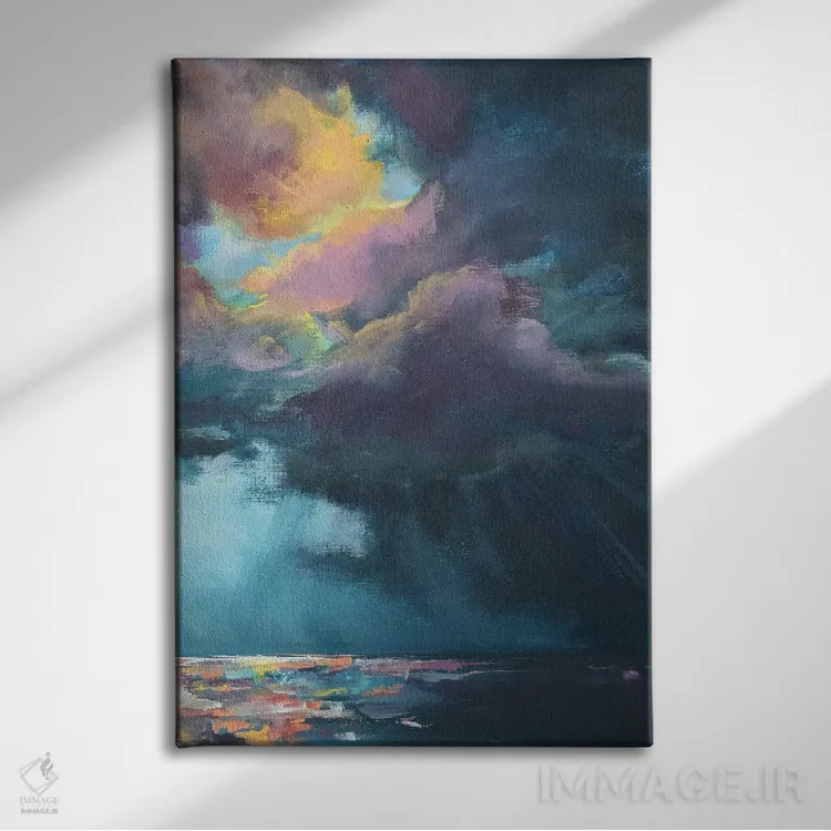 تابلو انتزاعی میان طوفان اثر آپریل موفات - نمای روبهرو روی دیوار