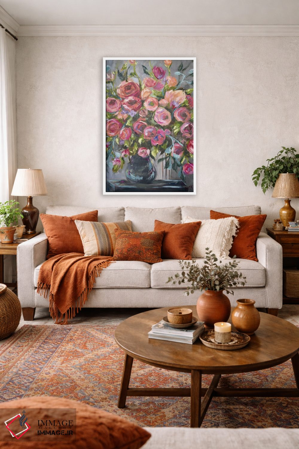 تابلو دکوراتیو فلور فراوان صورتی اثر آپریل موفات - D2W