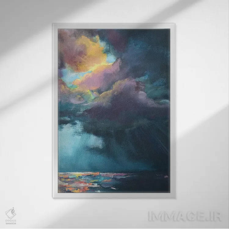 تابلو انتزاعی میان طوفان اثر آپریل موفات - نمای قابدار سفید