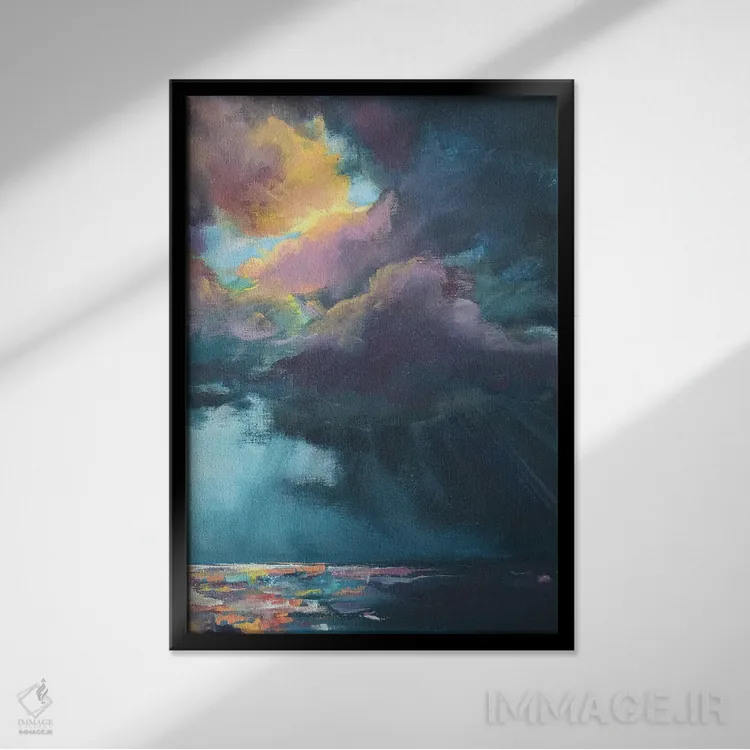 تابلو انتزاعی میان طوفان اثر آپریل موفات - نمای قابدار مشکی