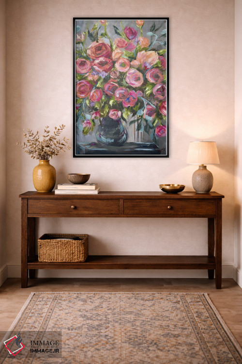 تابلو دکوراتیو فلور فراوان صورتی اثر آپریل موفات - D3B