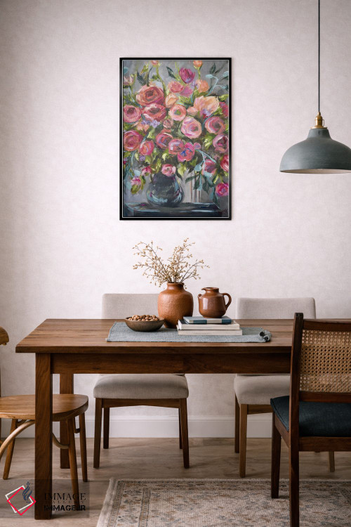 تابلو دکوراتیو فلور فراوان صورتی اثر آپریل موفات - D4B