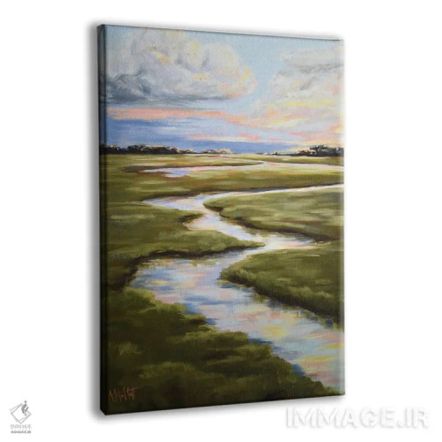 تابلو دکوراتیو مرداب پاستلی I اثر آپریل موفات - نمای پرسپکتیو محصول