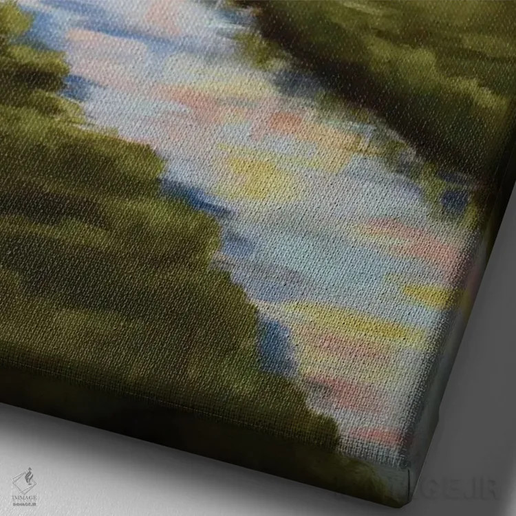 تابلو دکوراتیو مرداب پاستلی I اثر آپریل موفات - نمای نزدیک بافت بوم