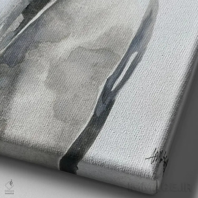 تابلو دکوراتیو اسب سفید سر تکان دهنده اثر آپریل موفات - نمای نزدیک بافت بوم