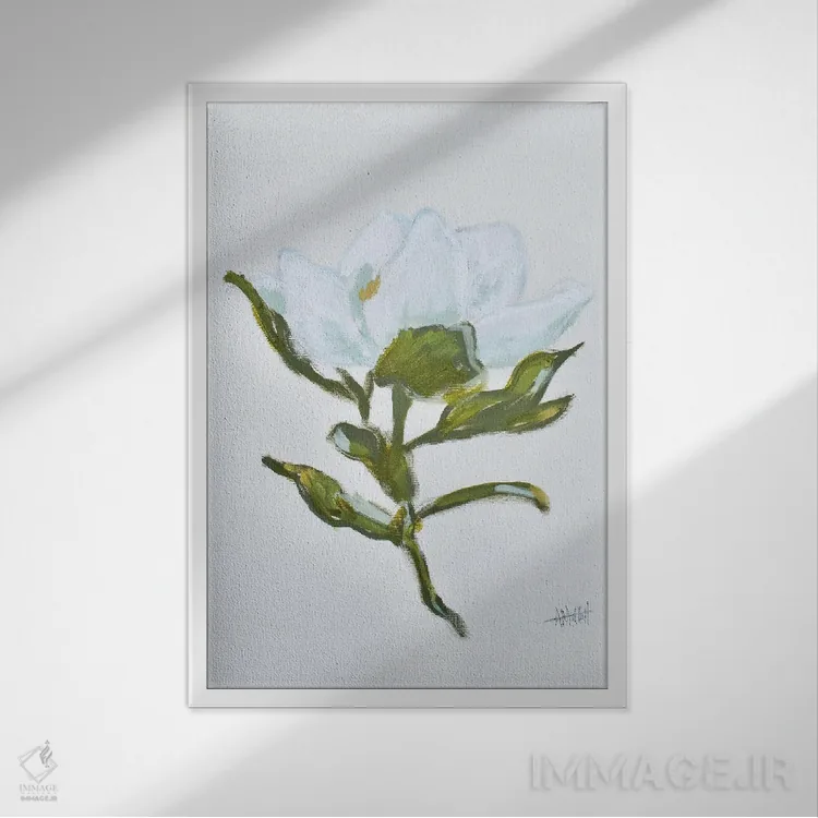 تابلو دکوراتیو ماگنولیا اثر آپریل موفات - نمای قابدار سفید