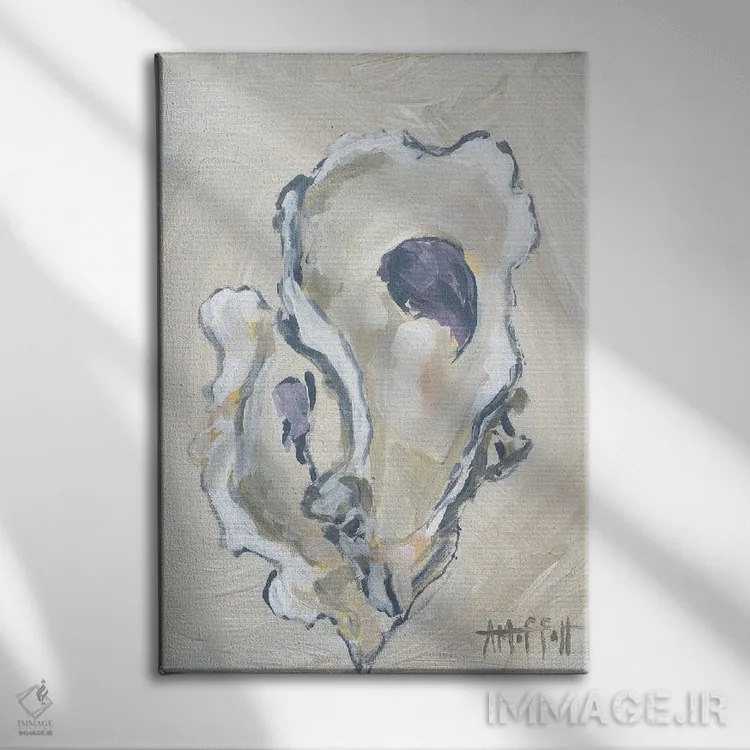 تابلو دکوراتیو صدف بژ II اثر آپریل موفات - نمای روبهرو روی دیوار