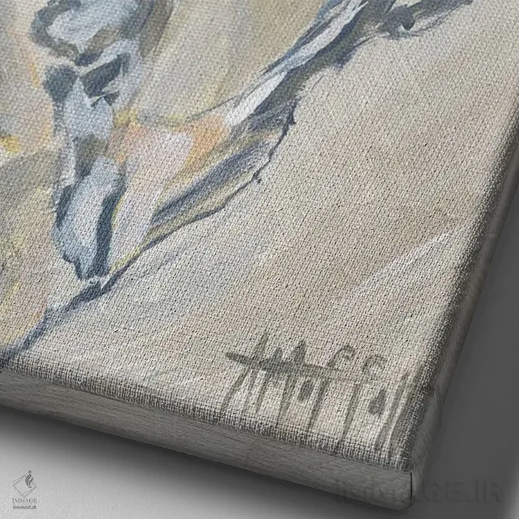 تابلو دکوراتیو صدف بژ II اثر آپریل موفات - نمای نزدیک بافت بوم