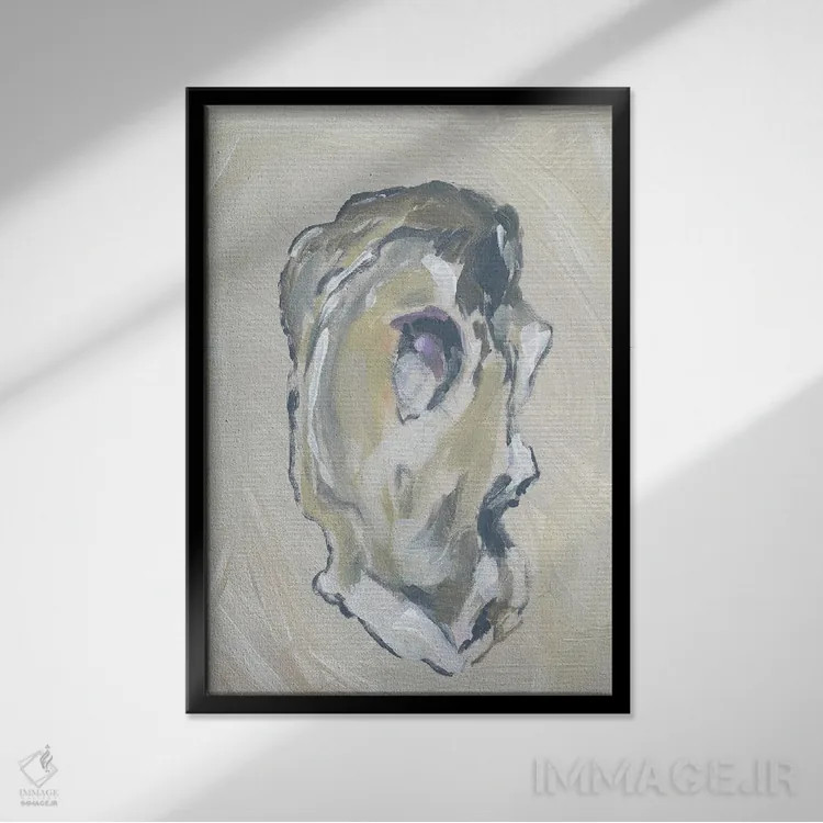 تابلو دکوراتیو صدف بژ I اثر آپریل موفات - نمای قابدار مشکی