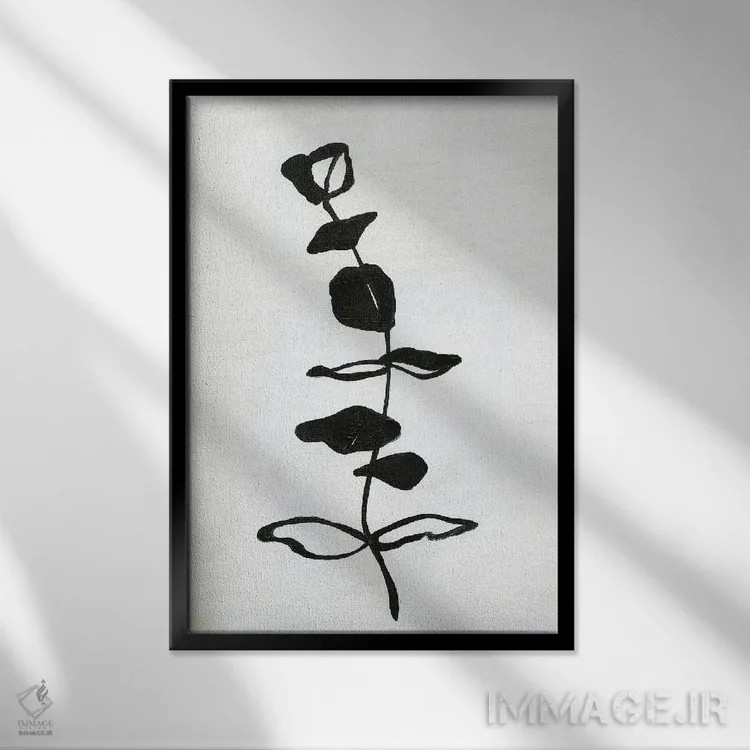 تابلو مینیمال طرح خطی اکالیپتوس I اثر آپریل موفات - نمای قابدار مشکی