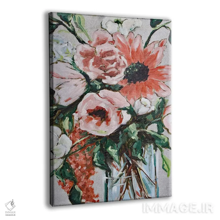 تابلو دکوراتیو گل های پاییزی در گلدان اثر آپریل موفات - نمای پرسپکتیو محصول