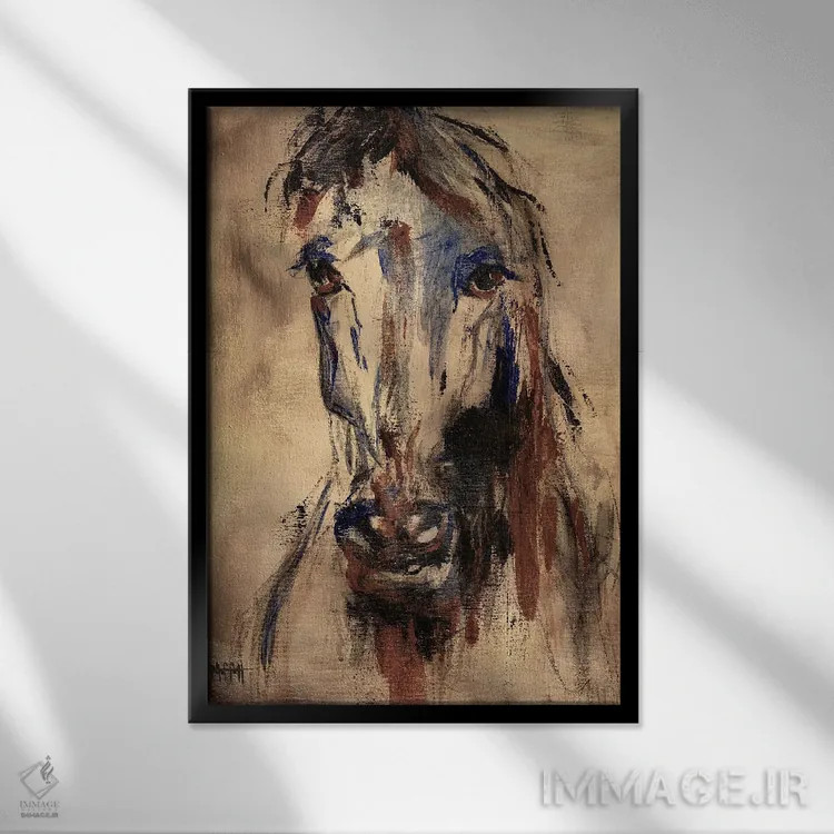 تابلو دکوراتیو پرتره اسب زیبای وحشی اثر آپریل موفات - نمای قابدار مشکی