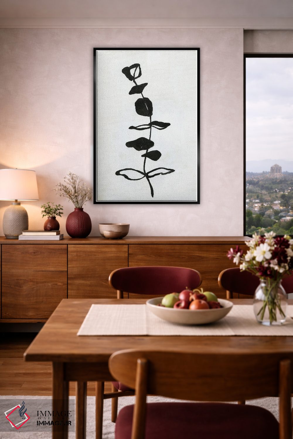 تابلو مینیمال طرح خطی اکالیپتوس I اثر آپریل موفات - D3B