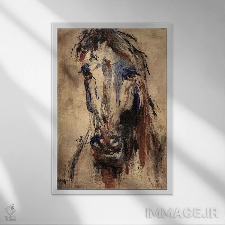 تابلو دکوراتیو پرتره اسب زیبای وحشی اثر آپریل موفات - نمای قابدار سفید