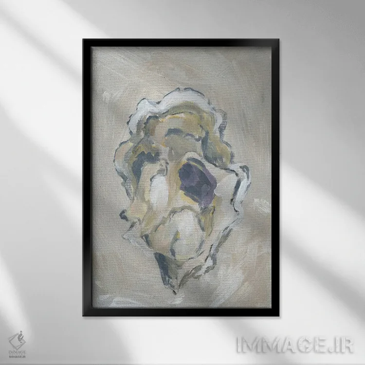 تابلو دکوراتیو صدف بژ III اثر آپریل موفات - نمای قابدار مشکی