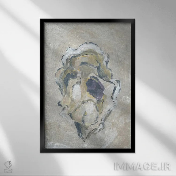 تابلو دکوراتیو صدف بژ III اثر آپریل موفات - نمای قابدار مشکی