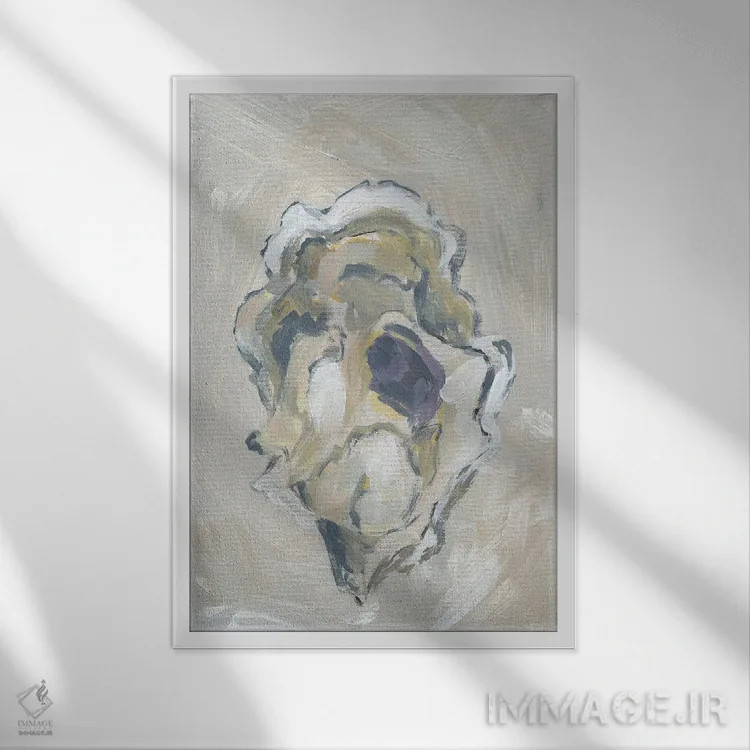 تابلو دکوراتیو صدف بژ III اثر آپریل موفات - نمای قابدار سفید