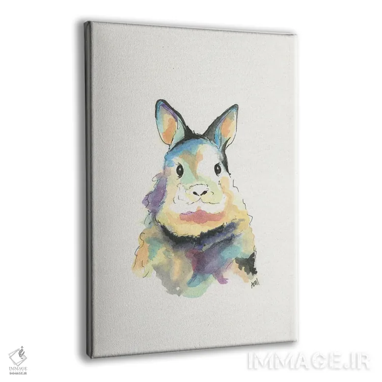 تابلو دکوراتیو خرگوش بچه آبرنگی برای اتاق کودک اثر آپریل موفات - نمای پرسپکتیو محصول