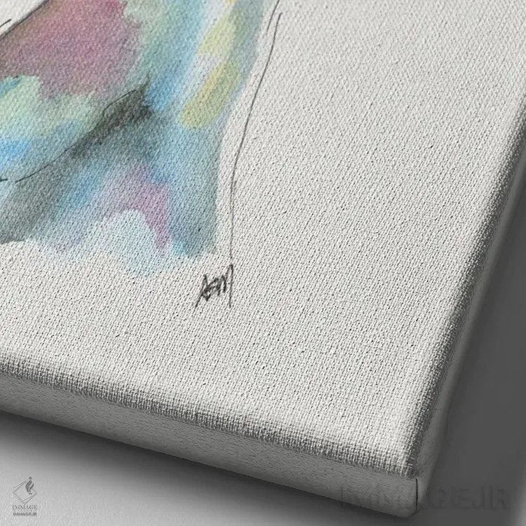 تابلو دکوراتیو بره آبرنگی برای اتاق کودک اثر آپریل موفات - نمای نزدیک بافت بوم