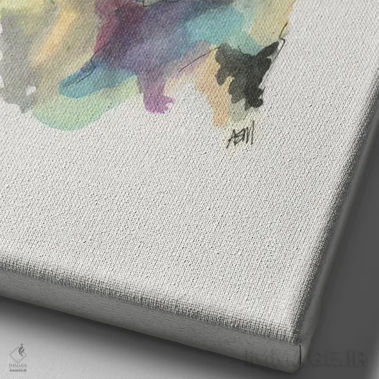 تابلو دکوراتیو خرگوش بچه آبرنگی برای اتاق کودک اثر آپریل موفات - نمای نزدیک بافت بوم