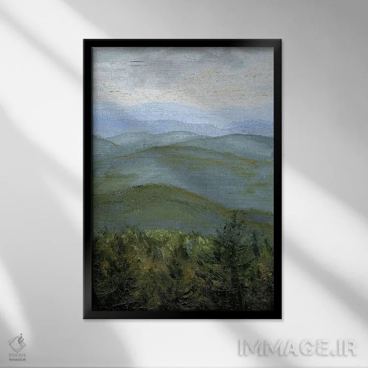 تابلو دکوراتیو کوهستان های بلو ریج II اثر آپریل موفات - نمای قابدار مشکی