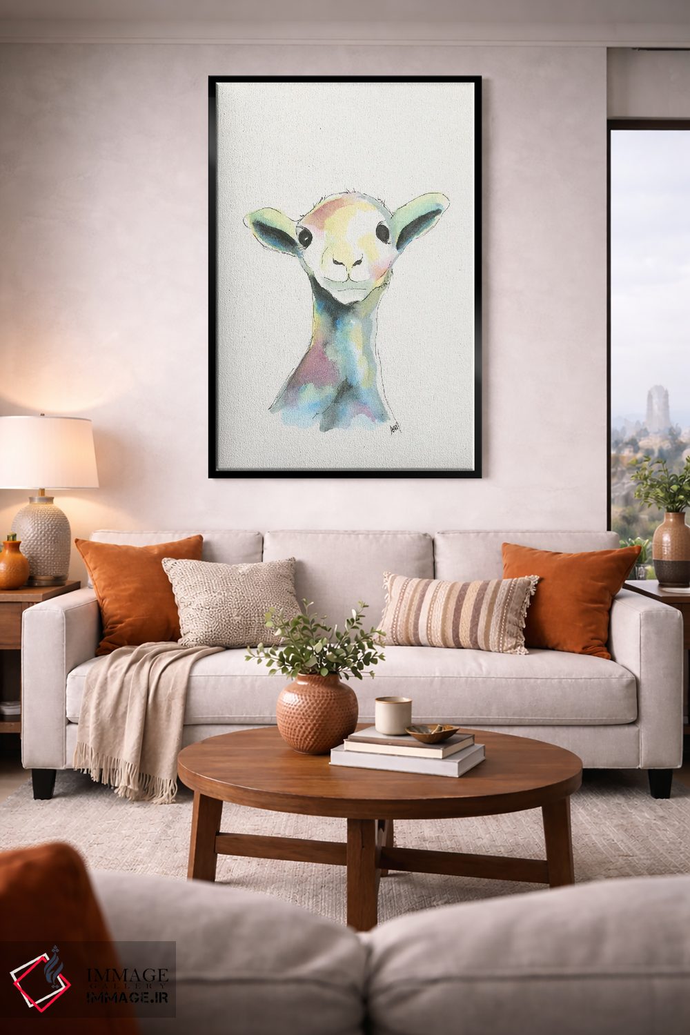 تابلو دکوراتیو بره آبرنگی برای اتاق کودک اثر آپریل موفات - D2B