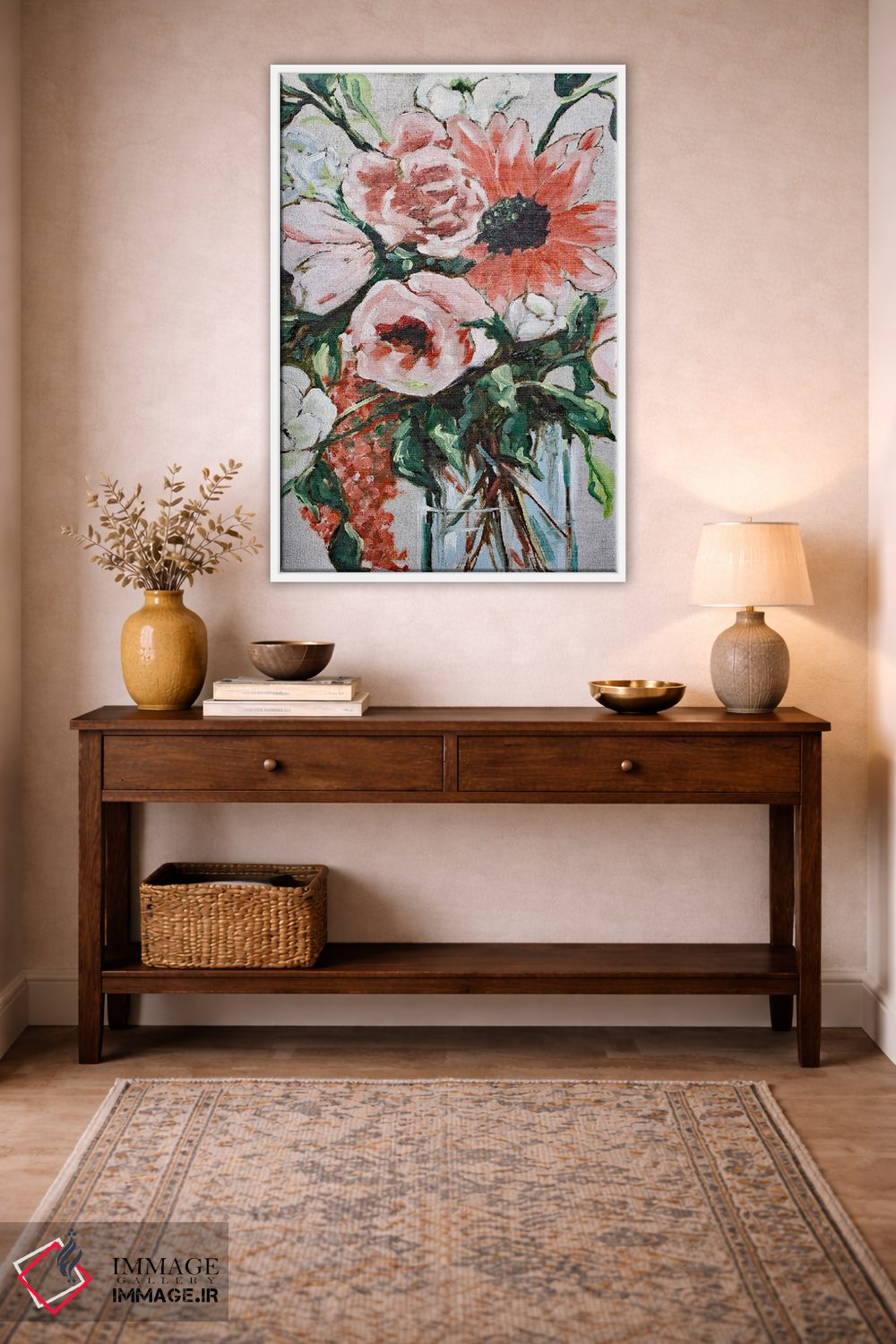 تابلو دکوراتیو گل های پاییزی در گلدان اثر آپریل موفات - D2W