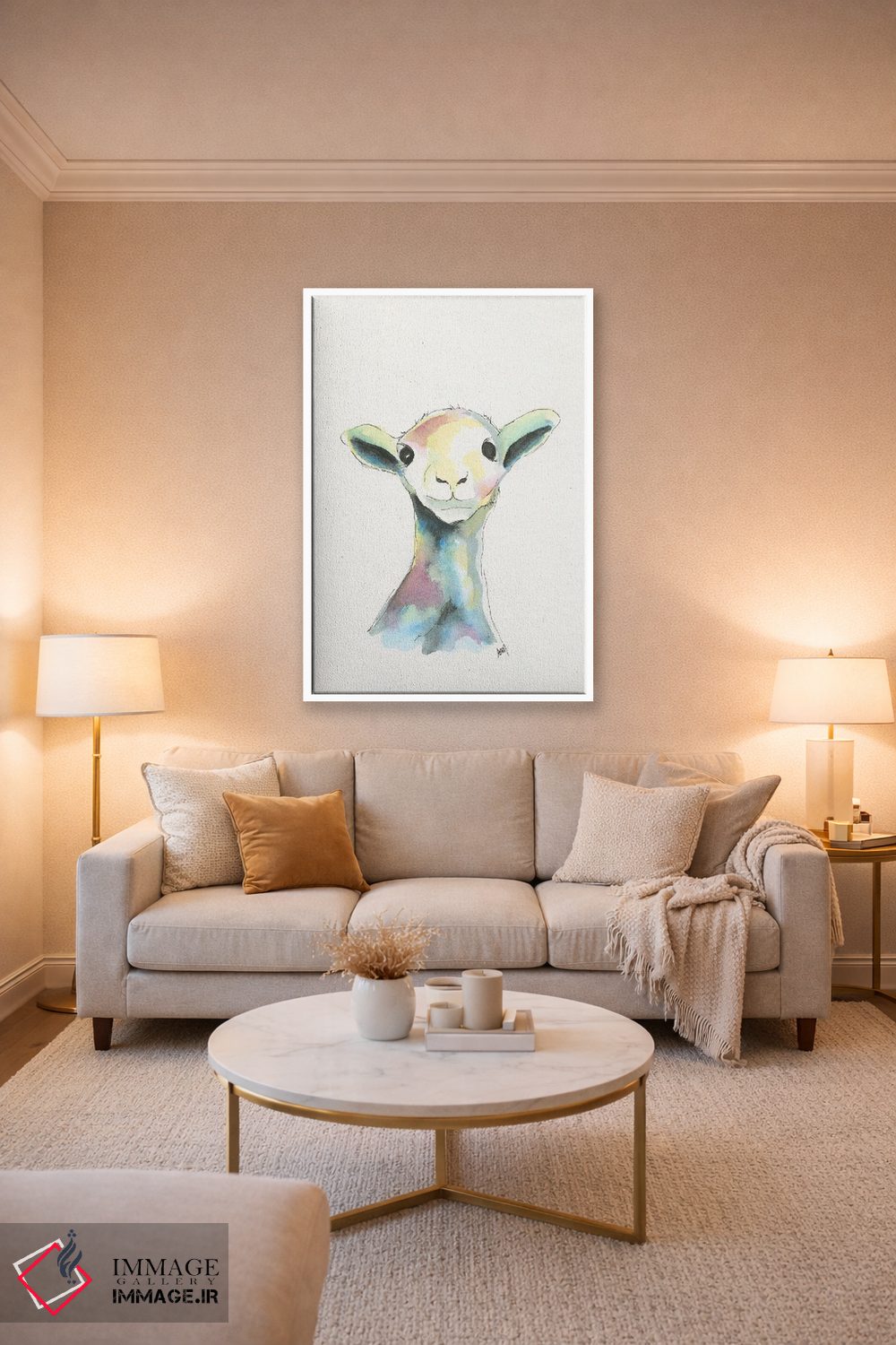 تابلو دکوراتیو بره آبرنگی برای اتاق کودک اثر آپریل موفات - D3W