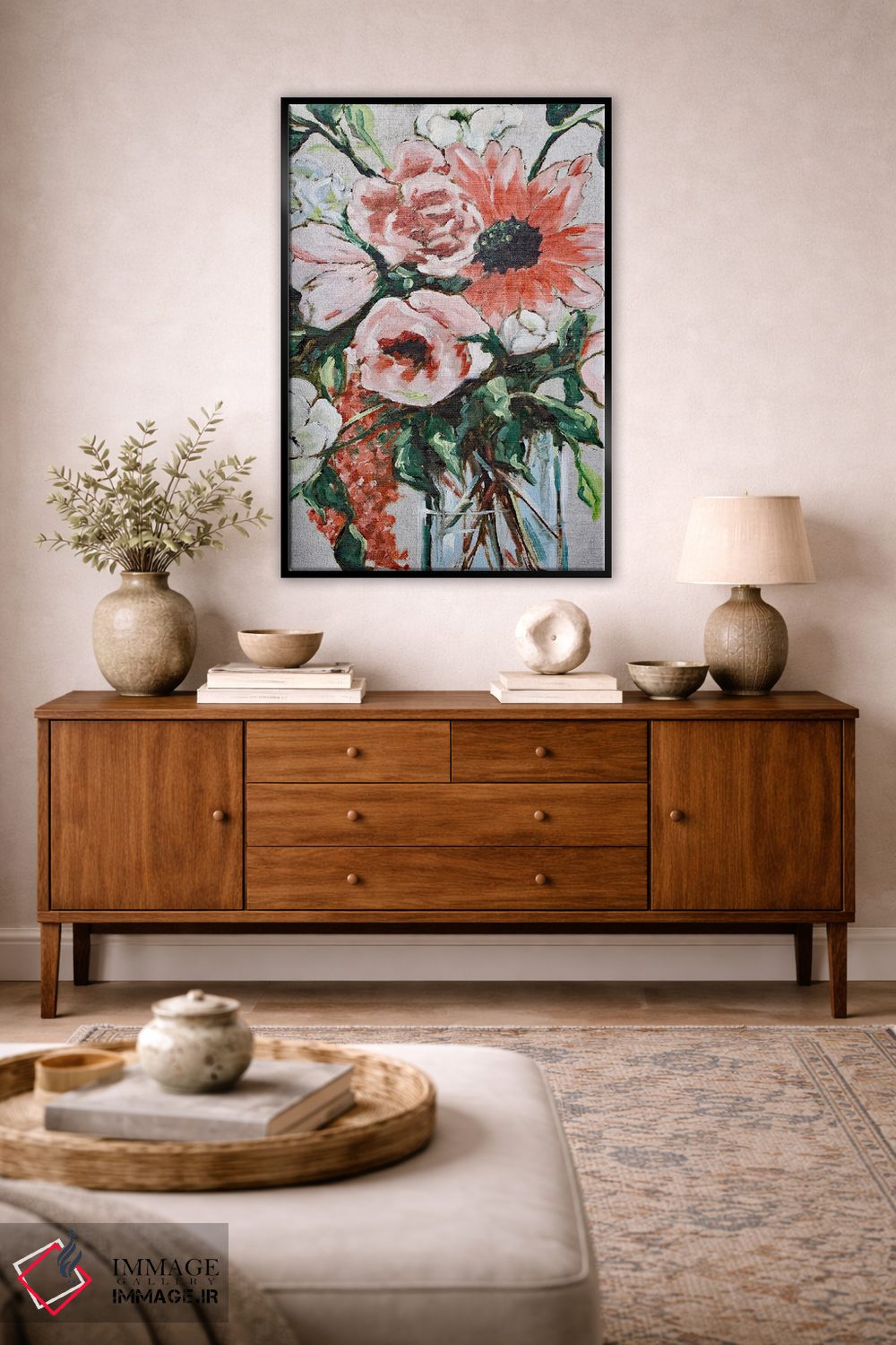 تابلو دکوراتیو گل های پاییزی در گلدان اثر آپریل موفات - D4B