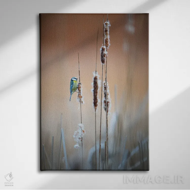 تابلو دکوراتیو چرخ ریسک آبی II اثر ماتیوژ پی سیاک - نمای روبهرو روی دیوار