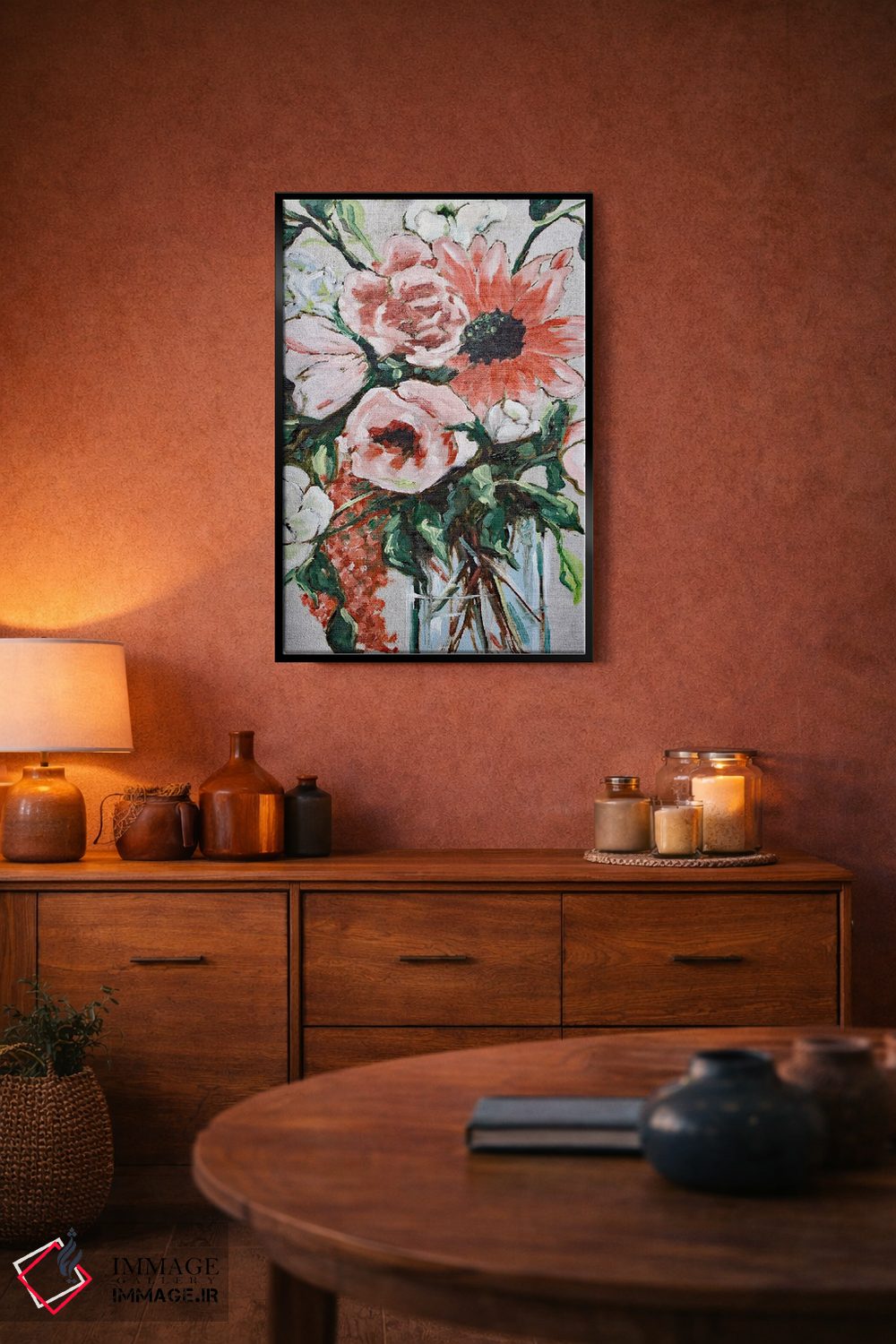 تابلو دکوراتیو گل های پاییزی در گلدان اثر آپریل موفات - D5B