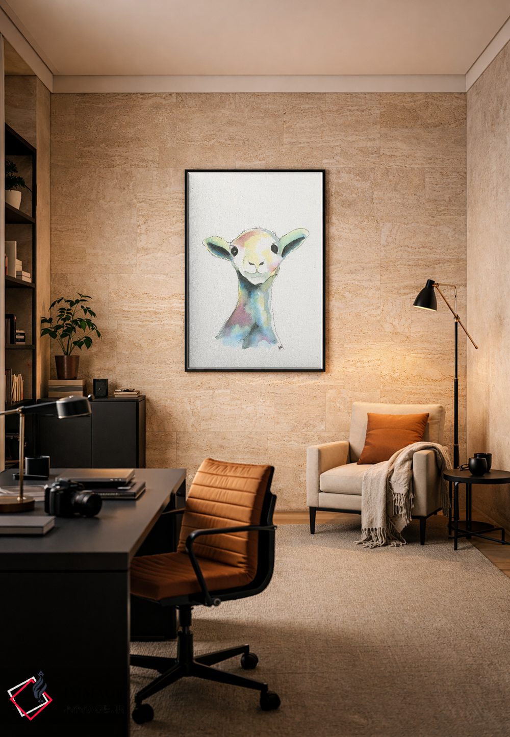 تابلو دکوراتیو بره آبرنگی برای اتاق کودک اثر آپریل موفات - D6B