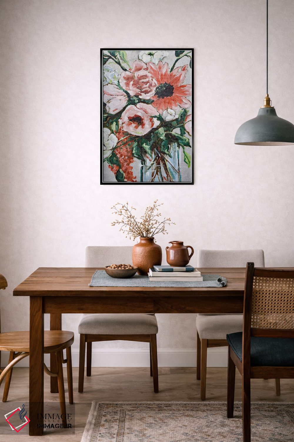 تابلو دکوراتیو گل های پاییزی در گلدان اثر آپریل موفات - D6B