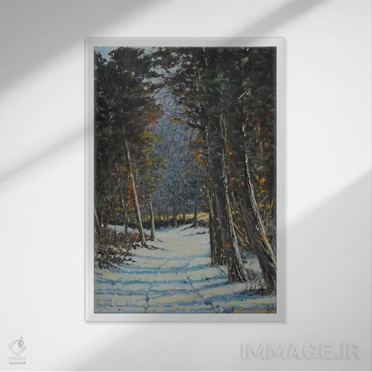 تابلو دکوراتیو مسیر برفی در زمستان اثر مانسونگ کانگ - نمای قابدار سفید